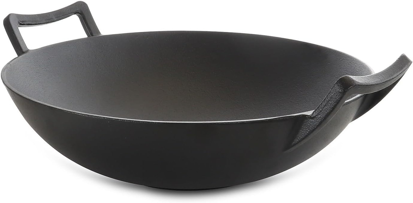 Megachef 2 Piece 14 Inch Heavy Duty Cast Iron Wok with Wood Lid