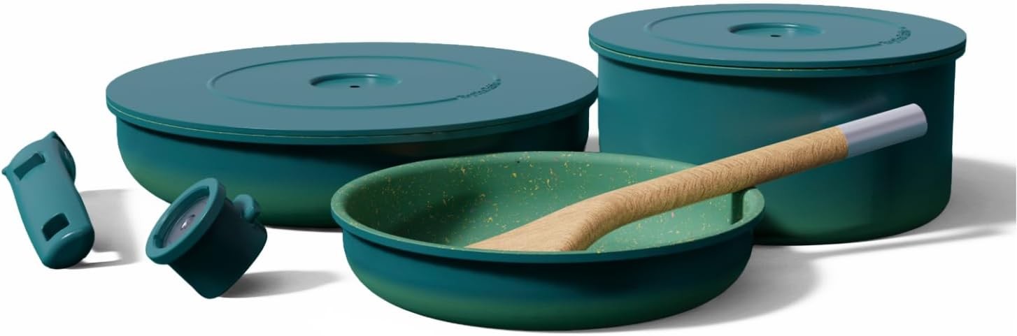 Ombré Ceramic Titanium Non-Toxic, Nonstick Cookware Set 8-Piece Modular System