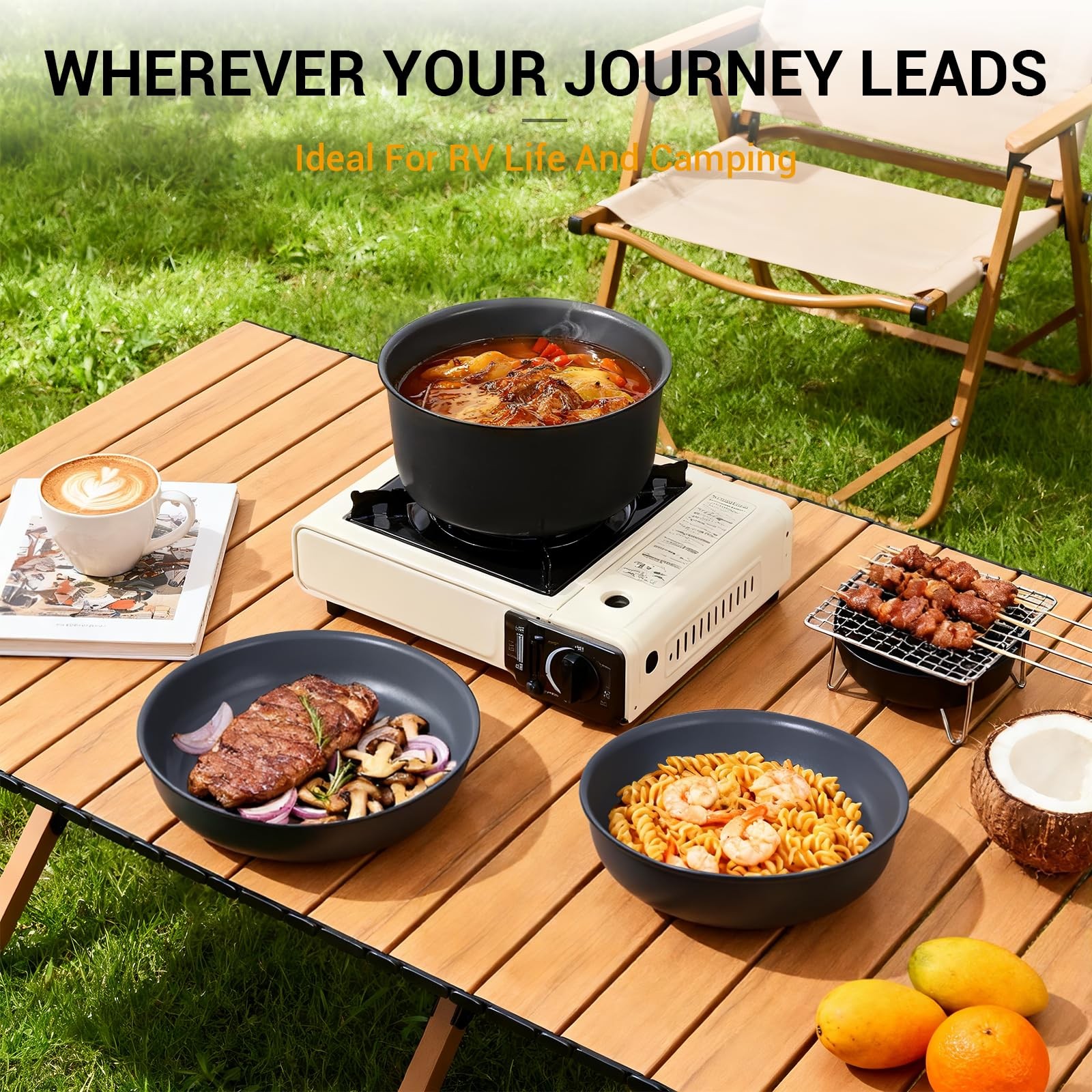Ammeloo 18 Pcs Pots and Pans Set Non Stick, Induction Ceramic Cookware Set with