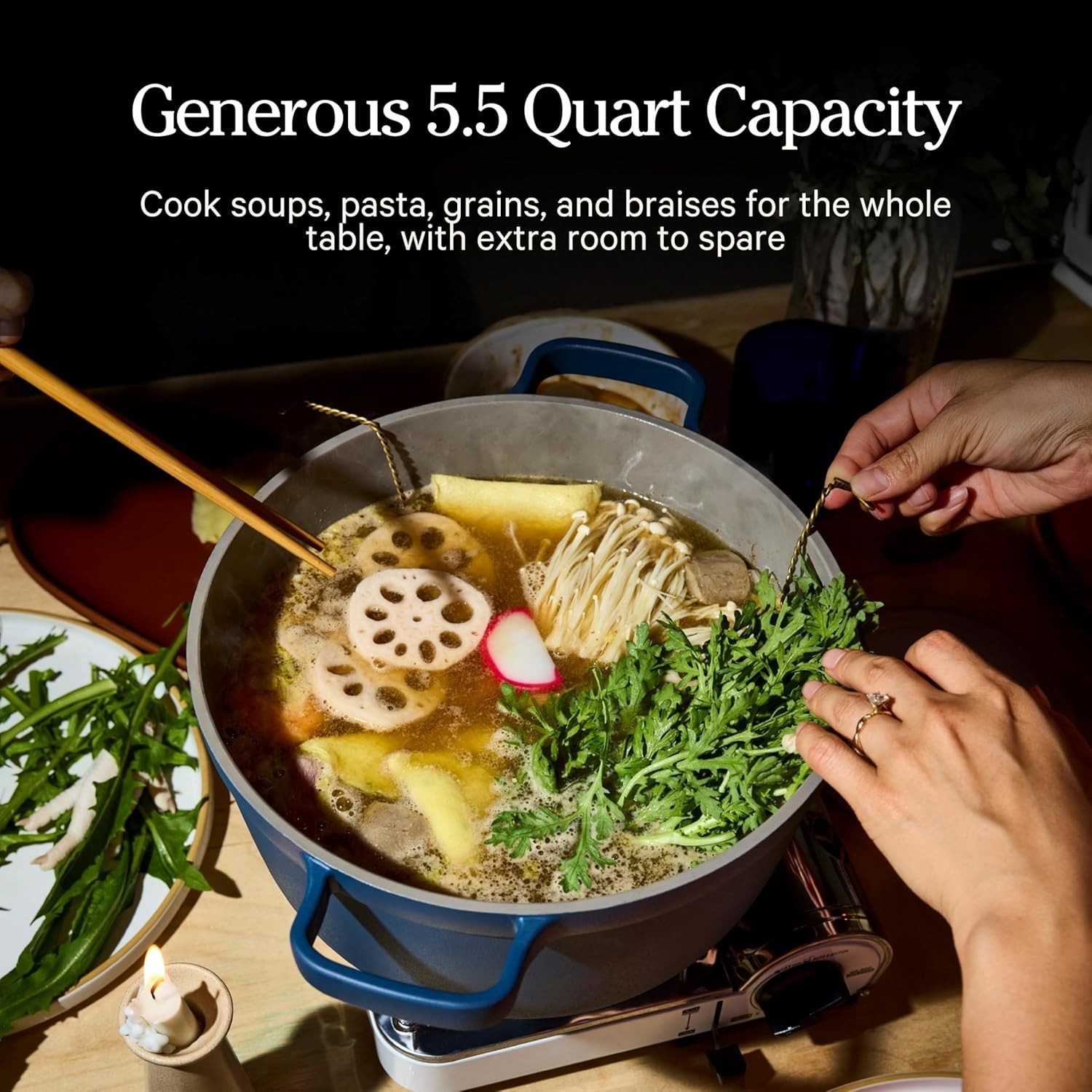 Our Place Perfect Pot | 5.5 Qt, Ceramic Pot with Lid & Spatula, Char