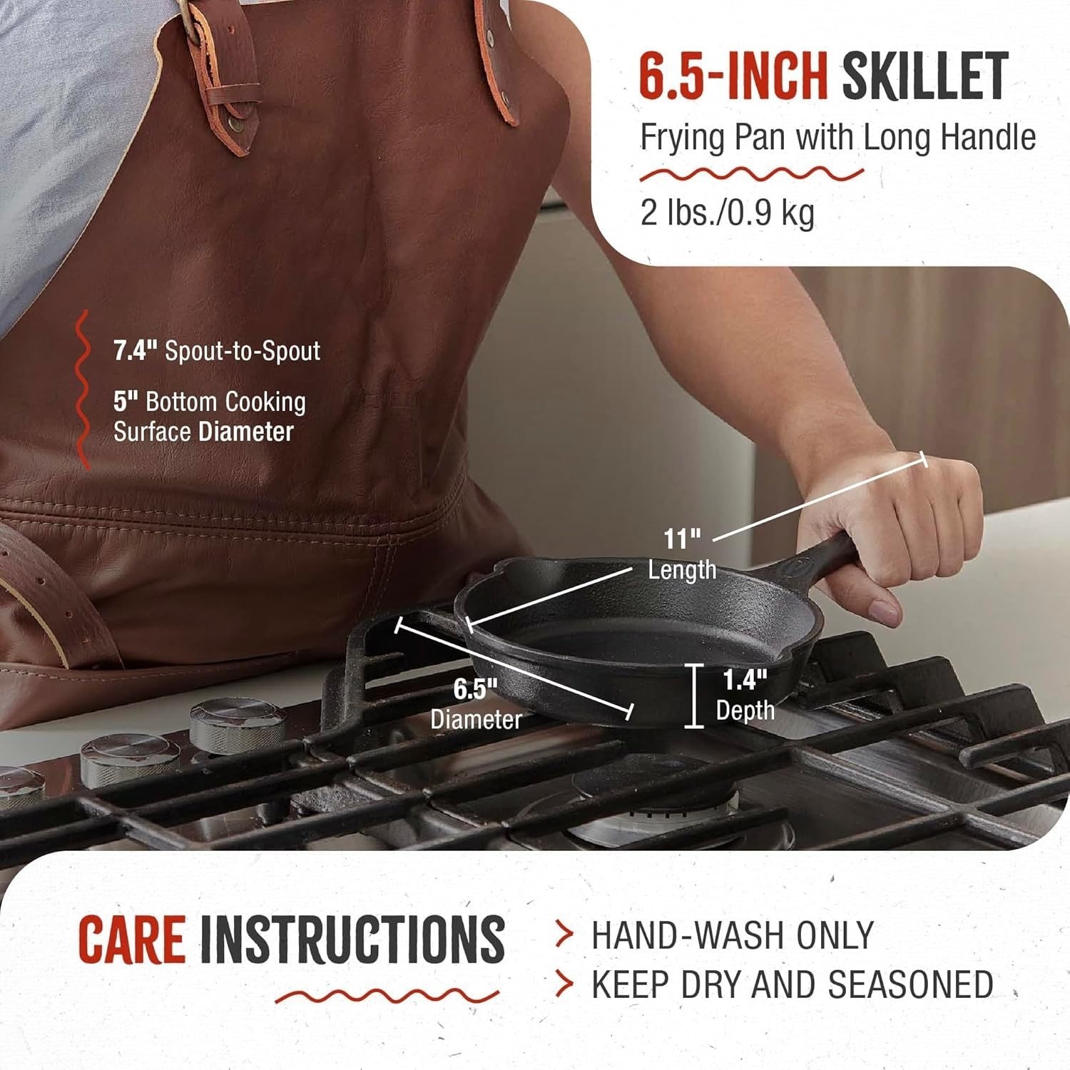 Victoria 6.5-Inch Cast Iron Skillet – Pre-Seasoned Frying Pan