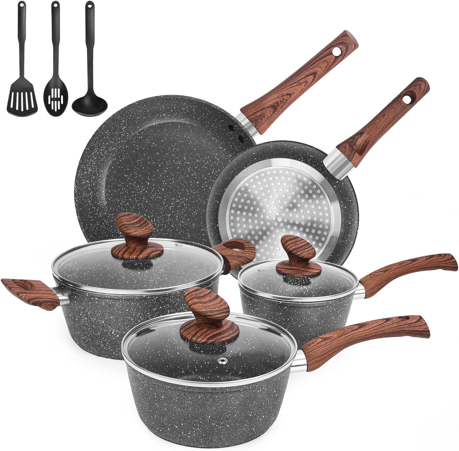 Granite Pots and Pans Set Non Stick, 11 Piece Cookware Set