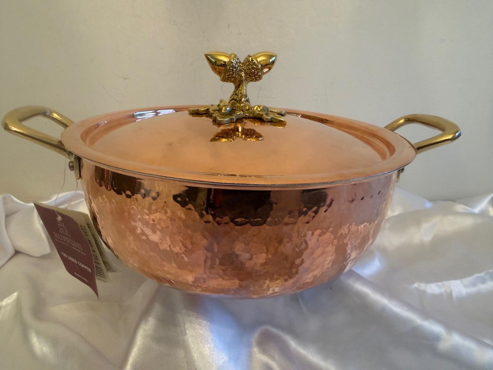 Ruffoni Copper Pot Historia Hammered Chef Braiser Acorn Knob, 24cm W/ LID 3.5QT