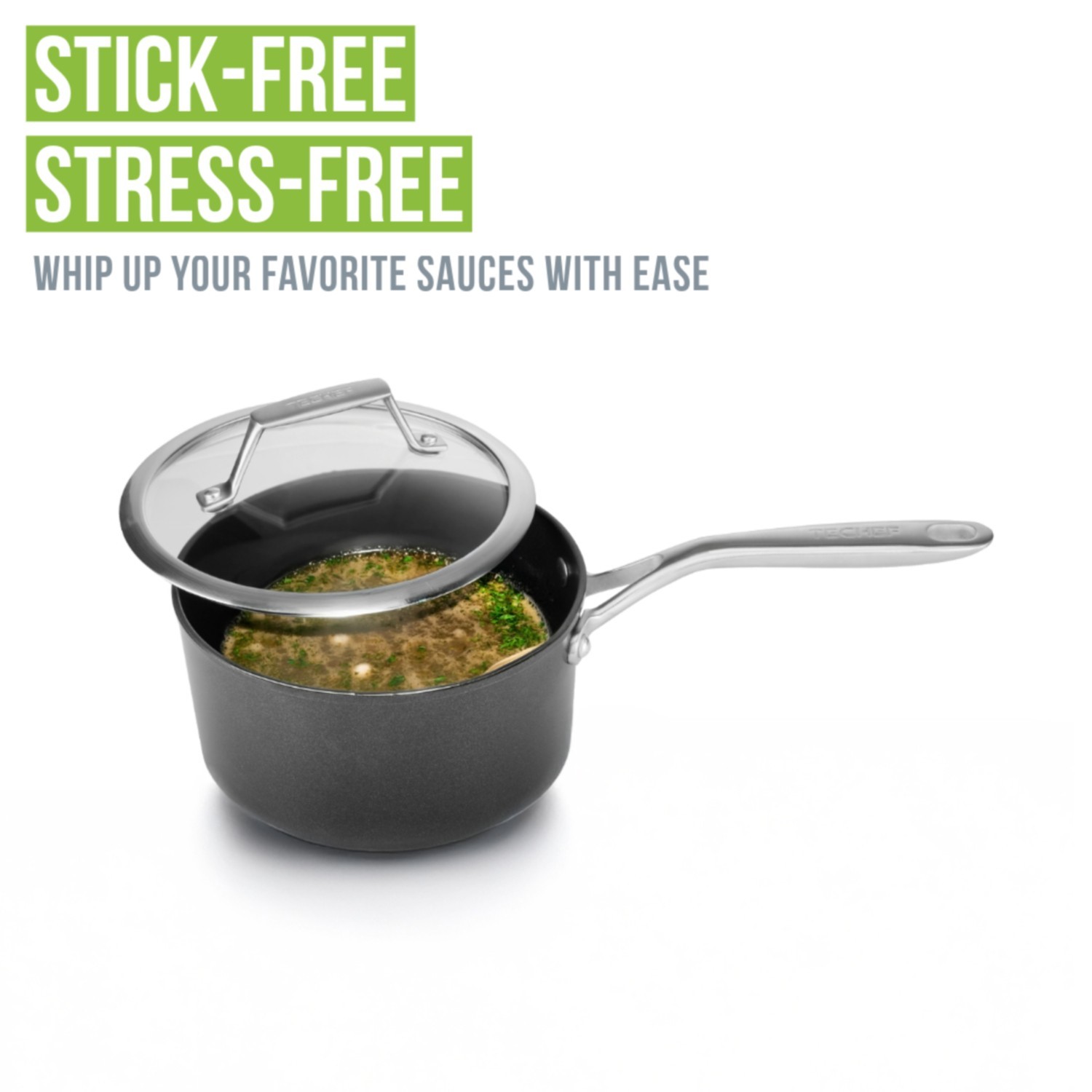 TECHEF – Onyx Collection, 2-quart Saucepan with Glass Lid, Made in Korea
