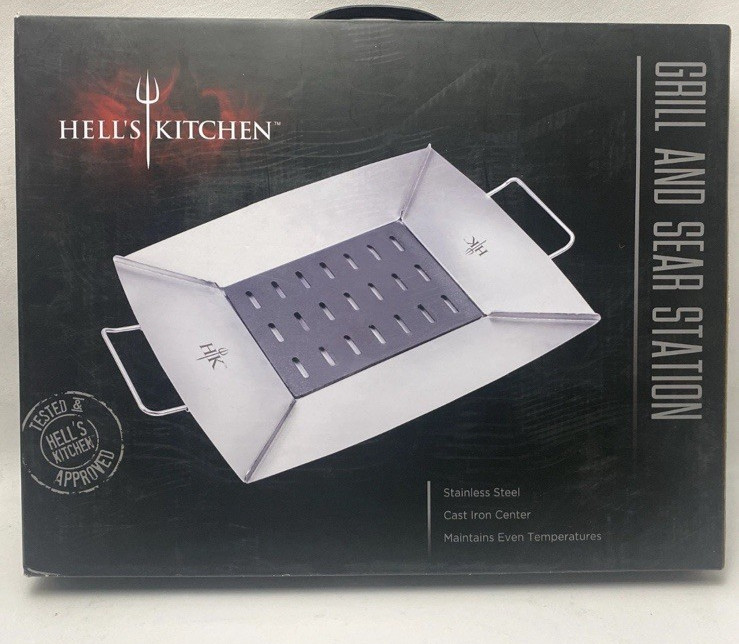 Hell’s Kitchen Stainless Steel Cast Iron Center Grill New Without Box