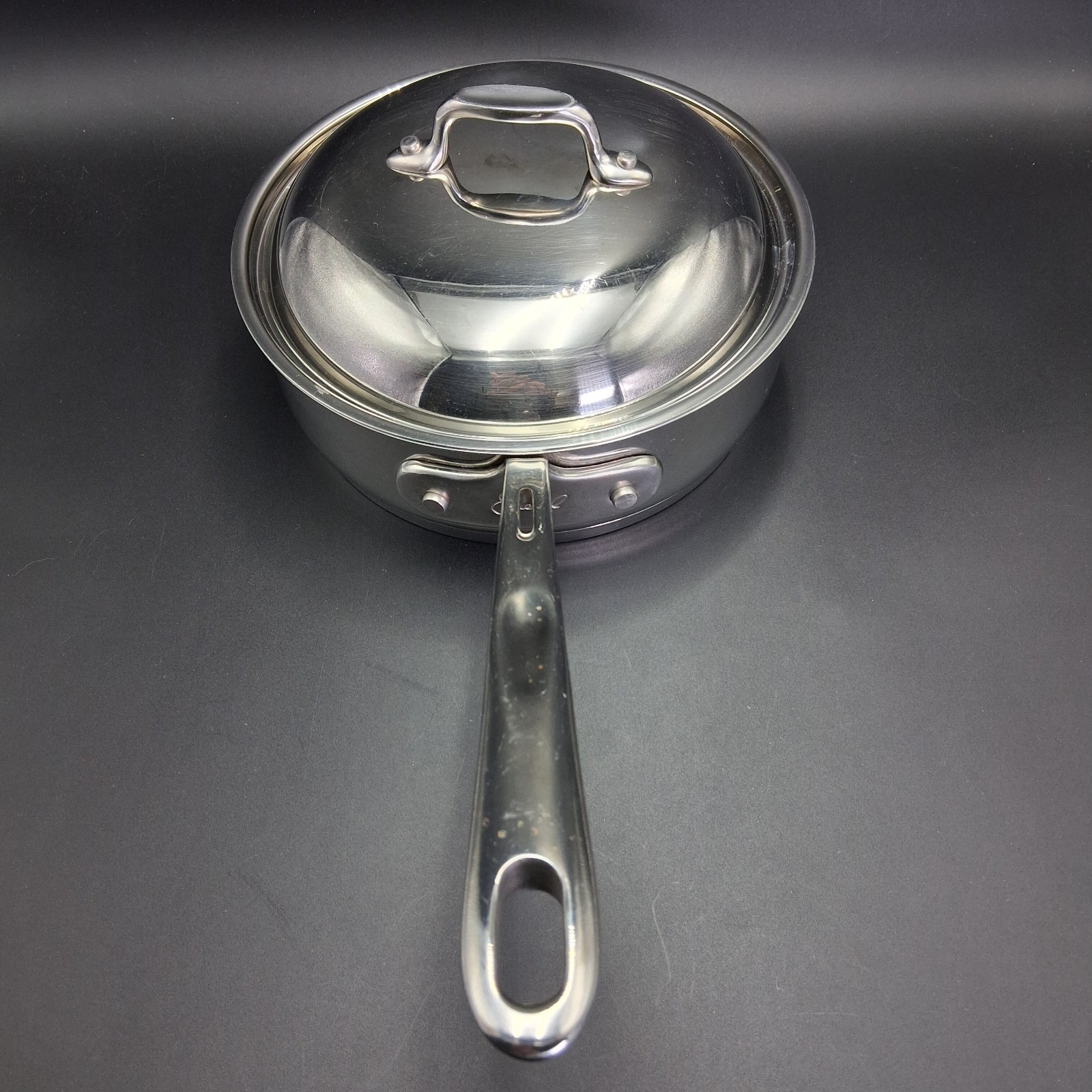Emeril 2 Qt Stainless Steel Saute Pan w Lid Wide Shallow Riveted Handle