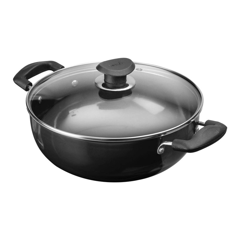 Vinod Hard Anodized Kadhai 10 Liters10.5 Quarts Stainless Steel Lid 34Cm