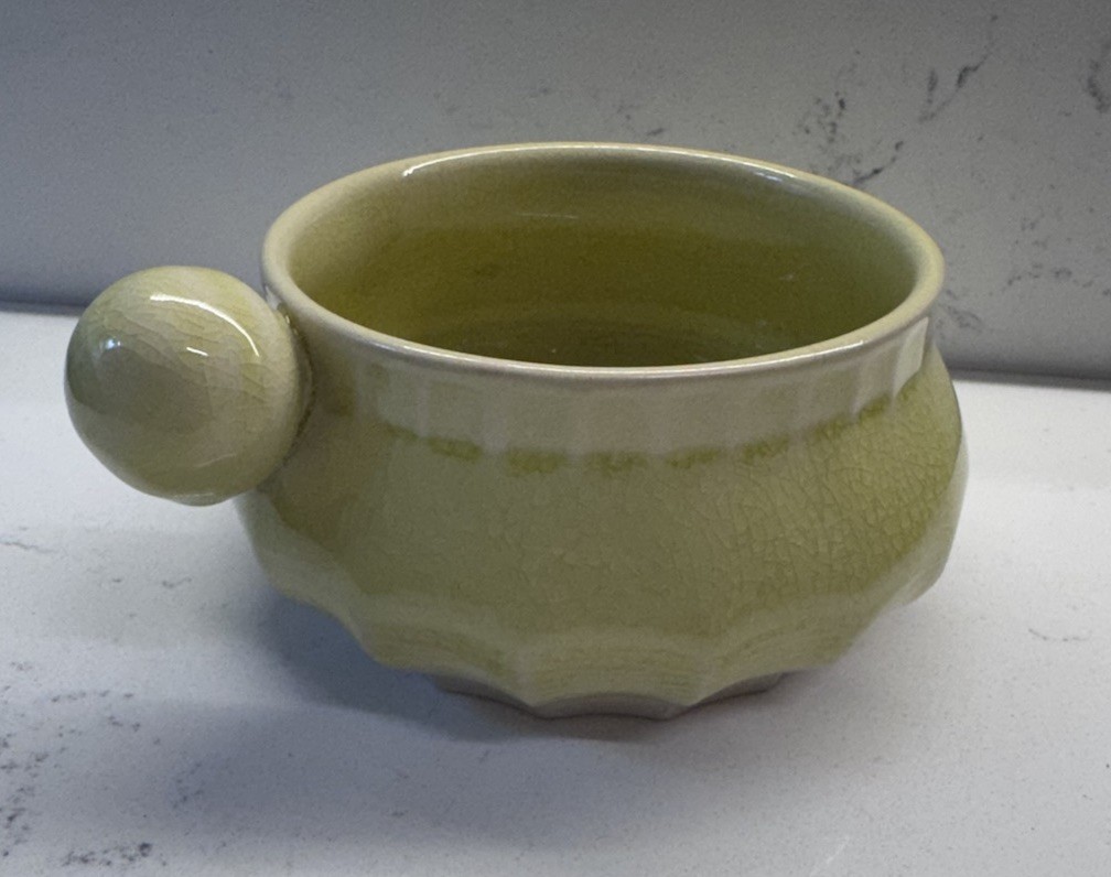 Handmade Vintage Stoneware Small Pot & Handle Made In Portugal 4.5