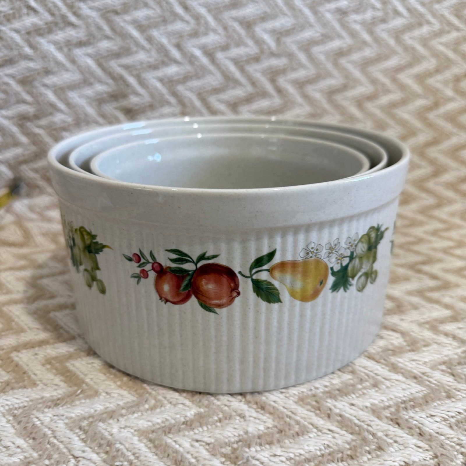 Quince by Wedgewood Set of 3 Stoneware Soufflé Casserole Bakeware Dishes