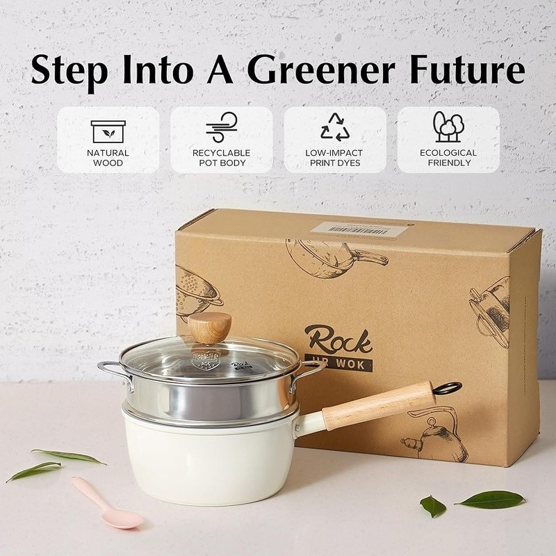 Ceramic Non-Stick Cooking Pot Induction Compatible Vegetable Steamer Easy Clean