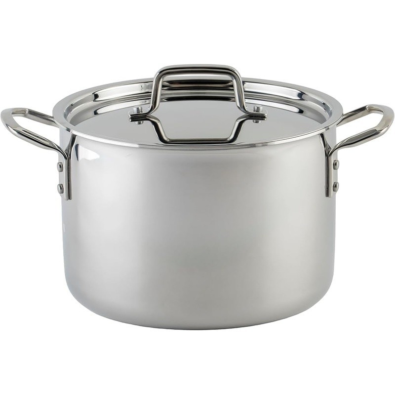 Tri-Ply Stainless Steel Stock Pot 7.57L Commercial Induction Dishwasher Safe New