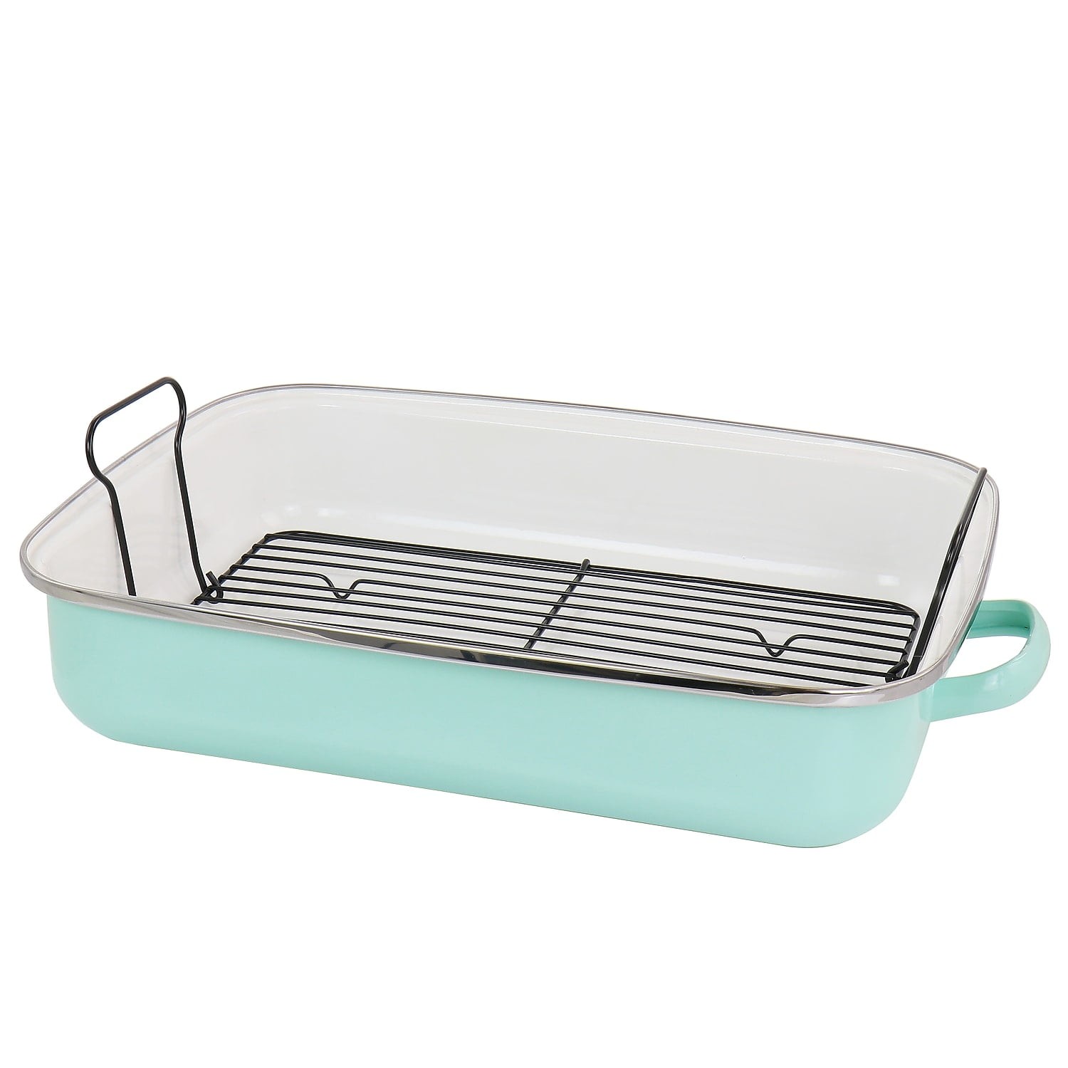 Martha Stewart Steel 21.5″ x 13.75″ Roasting Pan Mint – Damaged