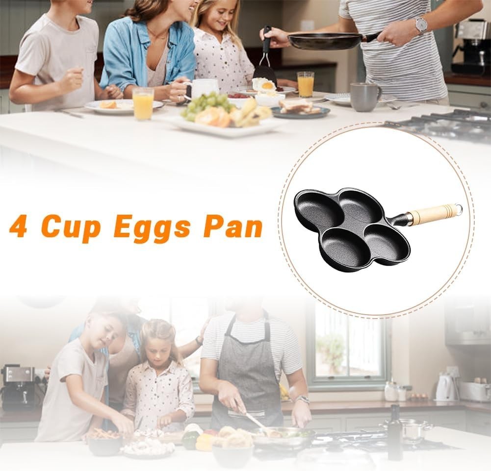 4 Cup Eggs Pan Diameter 8cm Depth 2.2cm Cast Iron Fried Egg Pan Pancake Pan