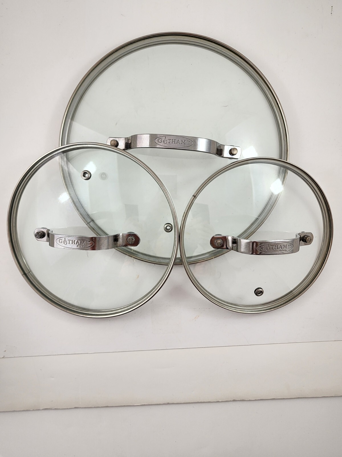 Gotham Steel Replacement Lid 9.25″ 7″ 6″ Tempered Glass Stainless Steel Set 3