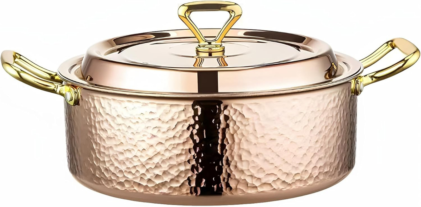 6.7QT Copper Rose Gold Stock Pot with Lid, Tri-Ply Stainless Steel Cookware