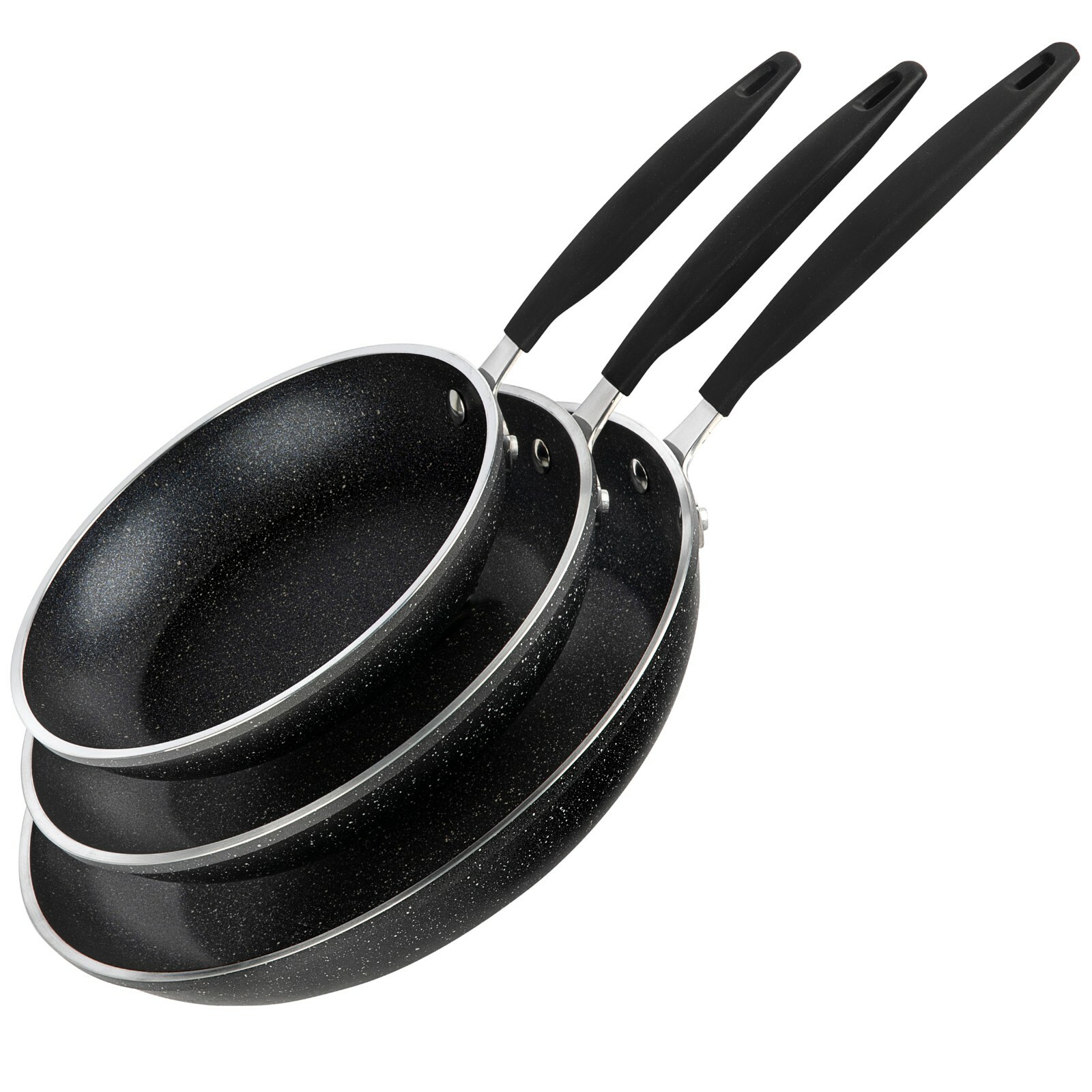 Granitestone 3 Pack Nonstick Frying Pan Set 8”,10” & 12” w/ Rubber Grip Handles
