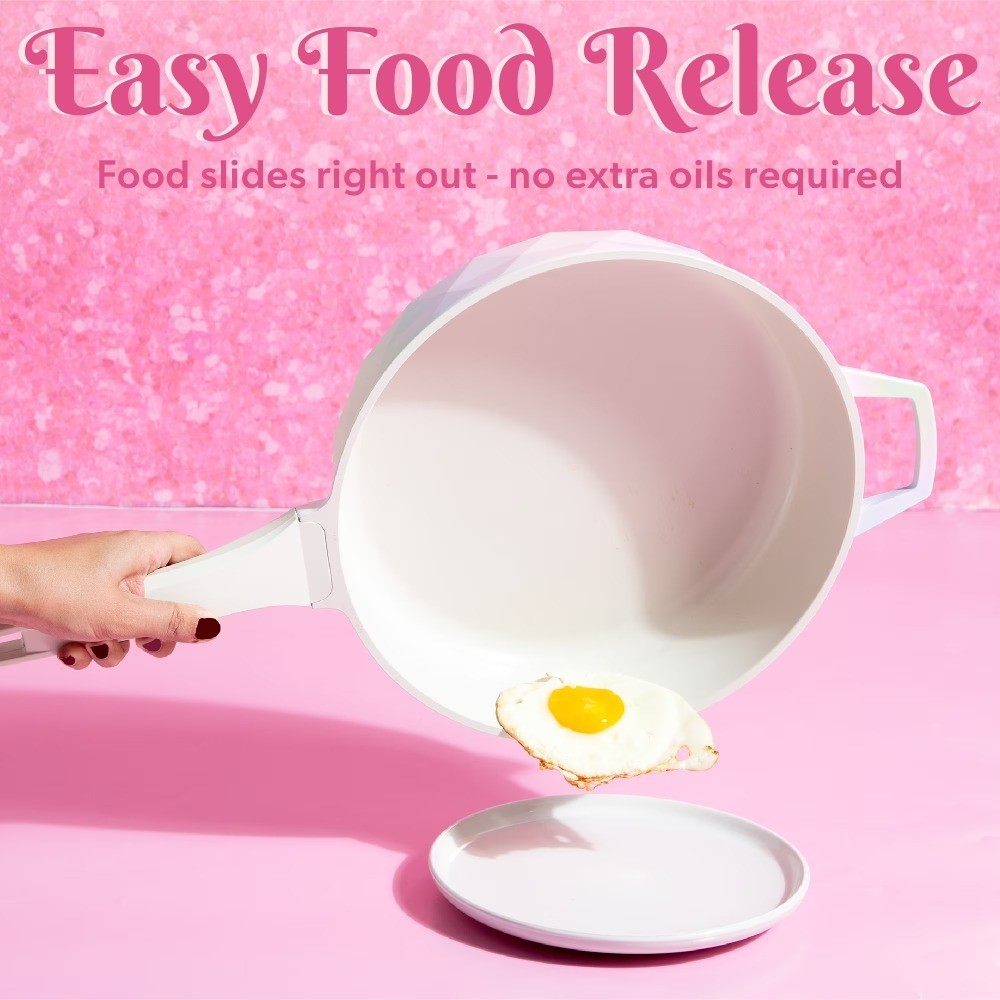 Large 4 Quart Ceramic Nonstick Jumbo Saute Pan Skillet for Frying with Rainbow