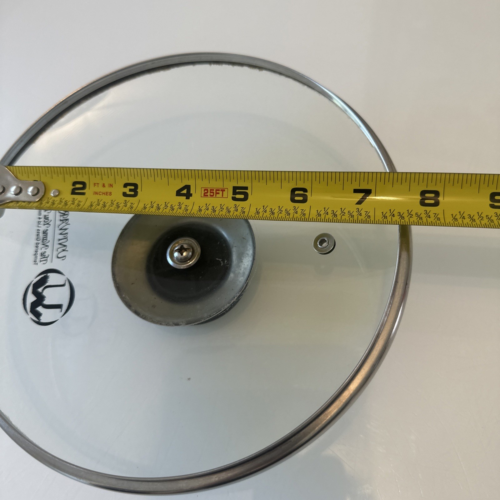 Uniwear Glass pot lid 7 1/2 Vented With Black Knob Replacement Cooking Lid