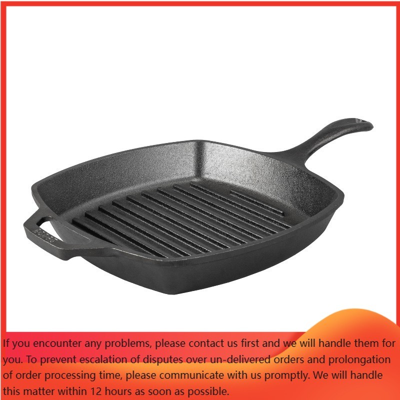 10.5″ Cast Iron Square Grill Pan, Preseasoned, Nonstick, Induction & Oven Safe