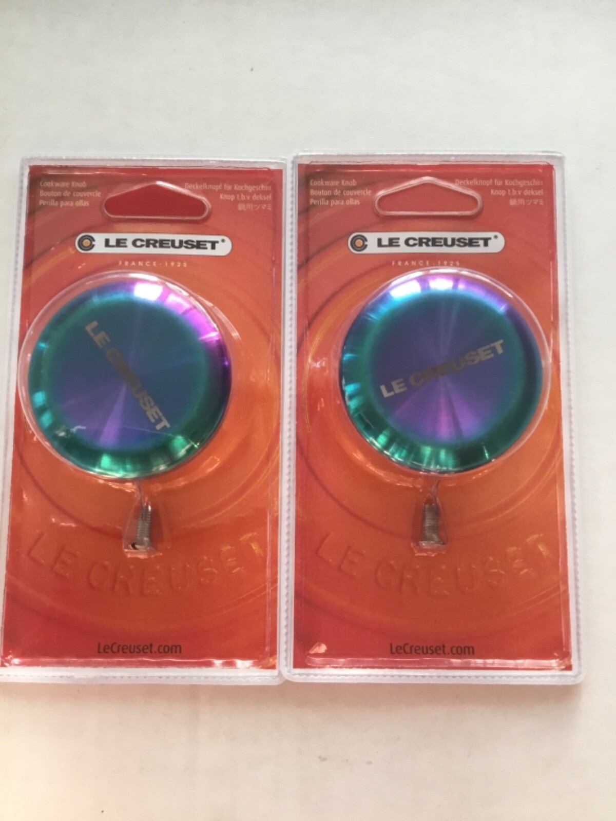 NIP 2 x Le Creuset IRIDESCENT Replacement Knob Largest Size 2.2” Stainless Large