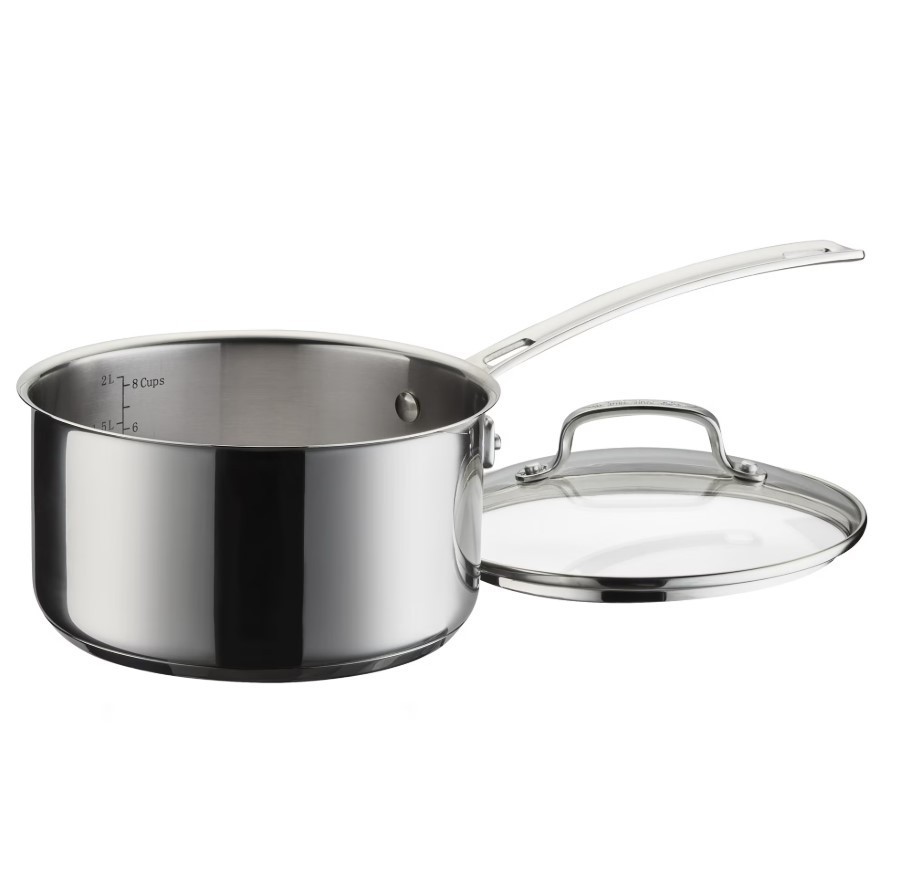 Cuisinart Advantage Pro Series 2.5 Qt Stainless Steel Saucepan with Tempered Gla