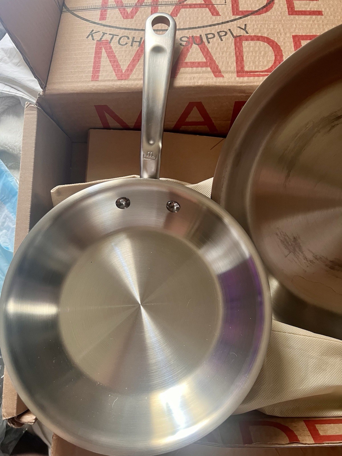 NEW Made In 8″ & 12″ Frying Pans/ Fry Pans – All Stainless Steel 5-Ply Clad