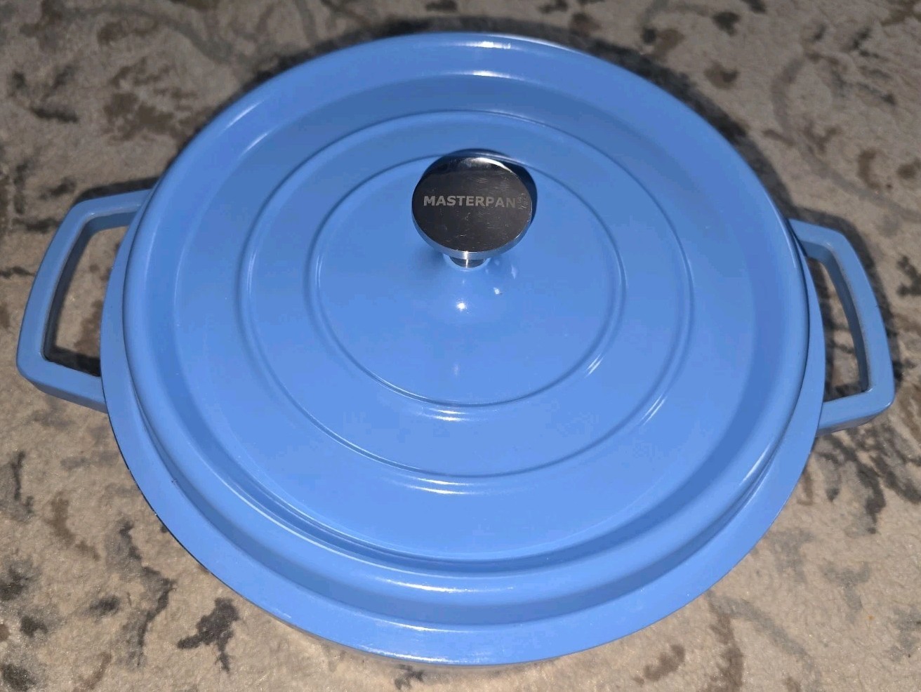 Masterpan Blue Cast Iron Non-Stick Round Casserole Pan/Pot with Lid, Two-Piece