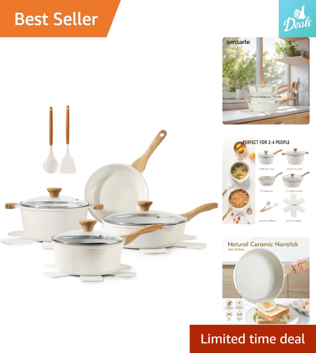 All-in-One 13-Piece Healthy Cooking Set – Nonstick Ceramic & Easy Cleanup