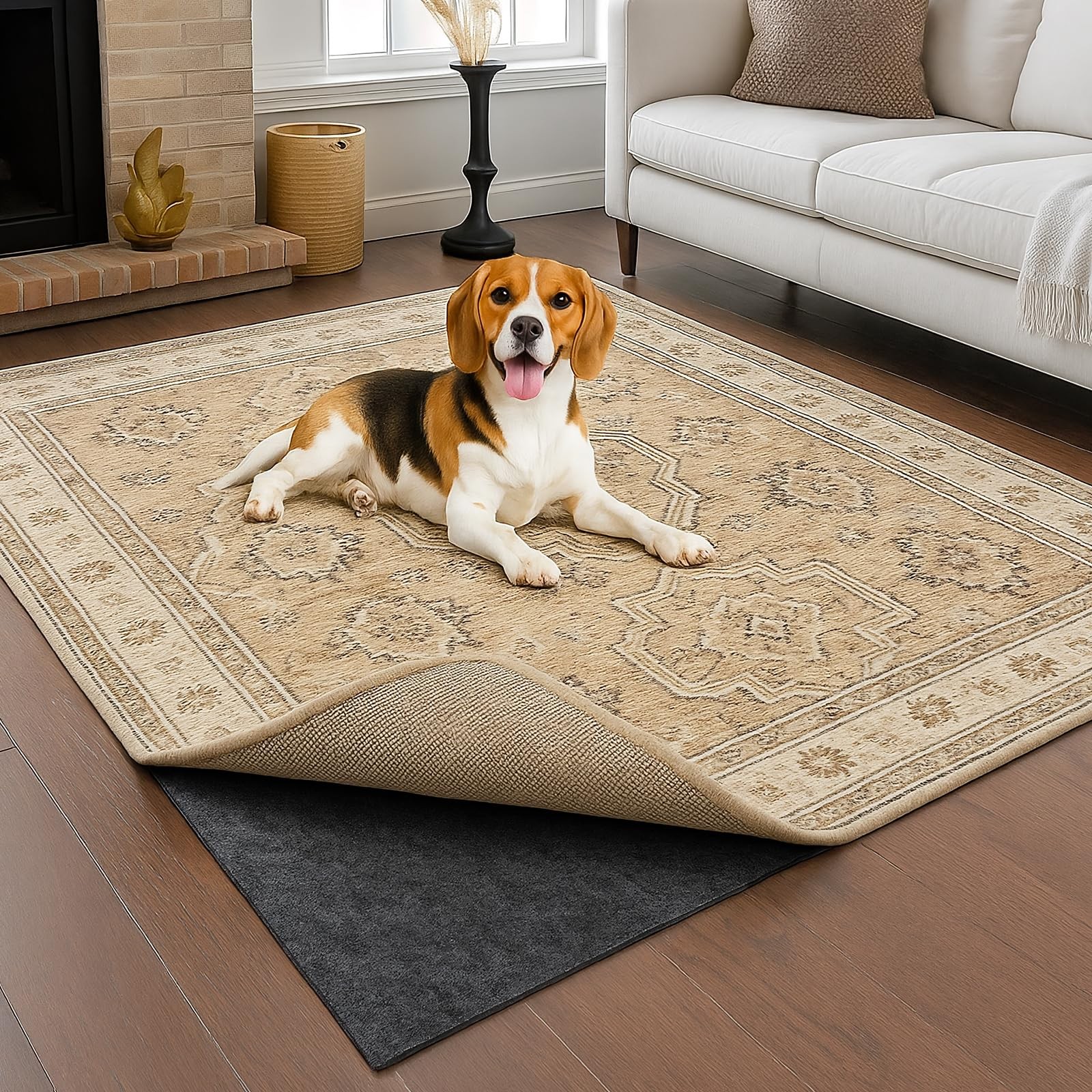 Deep Dream Dual Surface 5X8 Rug Pad Waterproof 1/8 Thick Rubber Backing Non