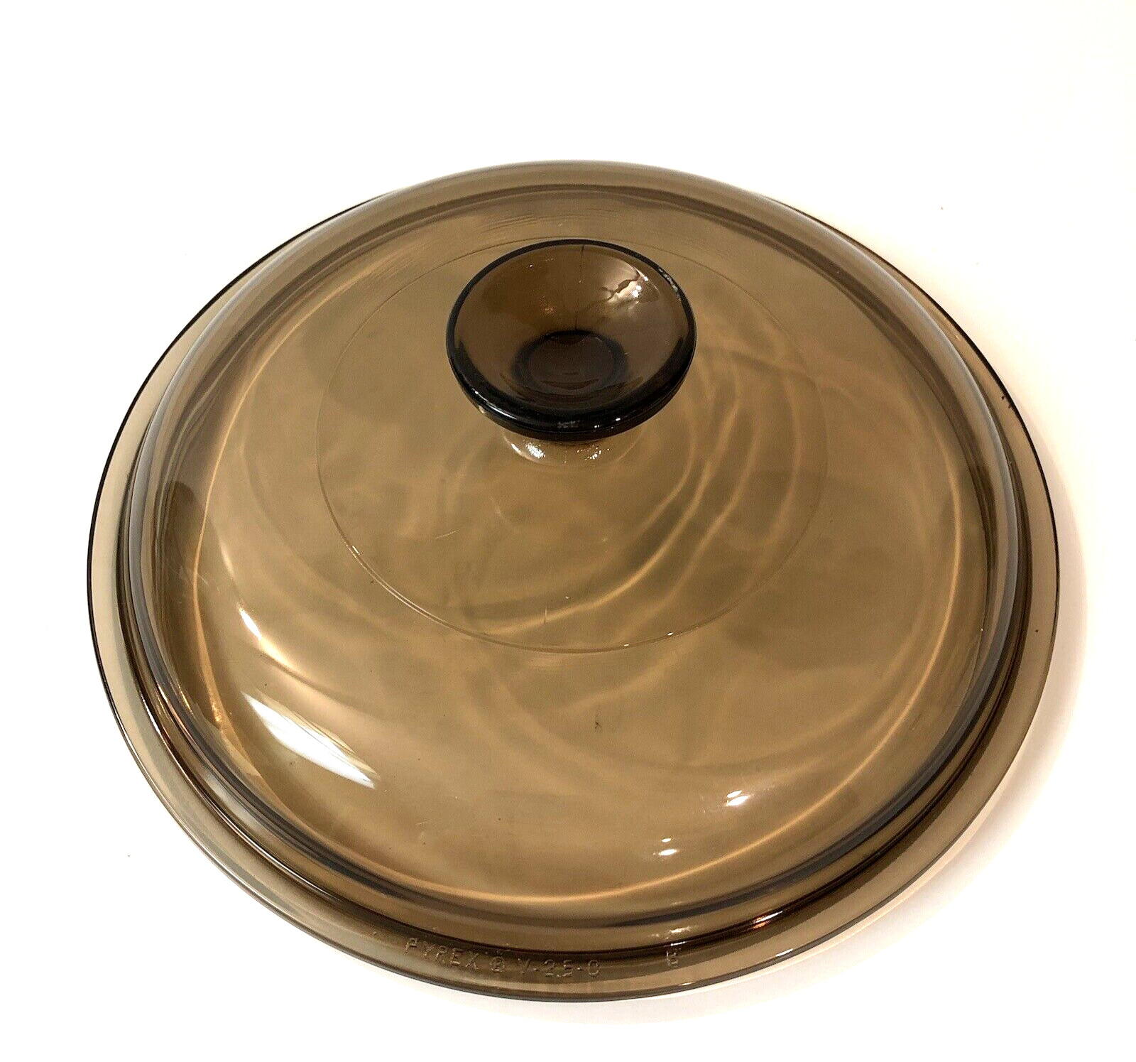 Corning Visions Ware Pyrex Amber Glass Lid Round Replacement 8 Inches V 25 C VTG