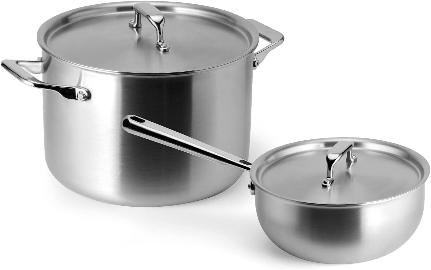 5-Ply Stainless Steel Cookware Set – Versatile, Dishwasher Safe – 9-Piece Set –