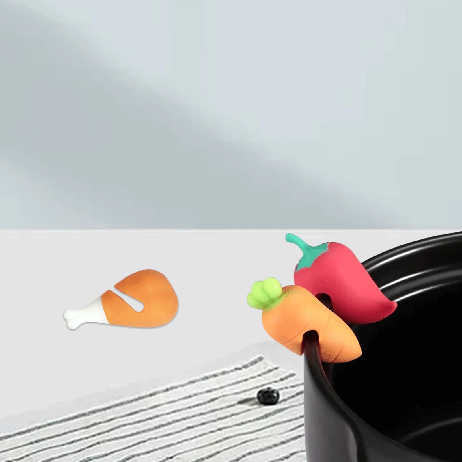 Spill-stop Silicone Lid Lifter Soup Pot Heat Resistant Keep Open 6 PCS