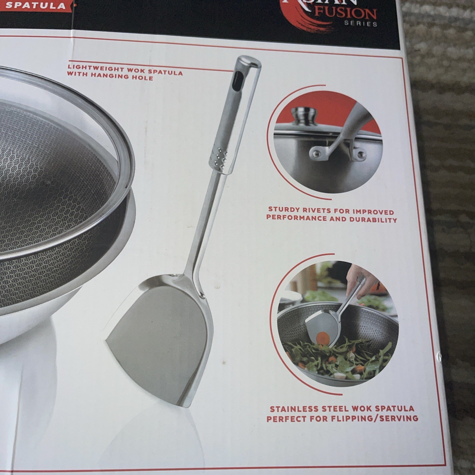 Parini 12.5″ Stainless Steel Non-Stick WOK Pan W/Glass Lid & Spatula New In Box