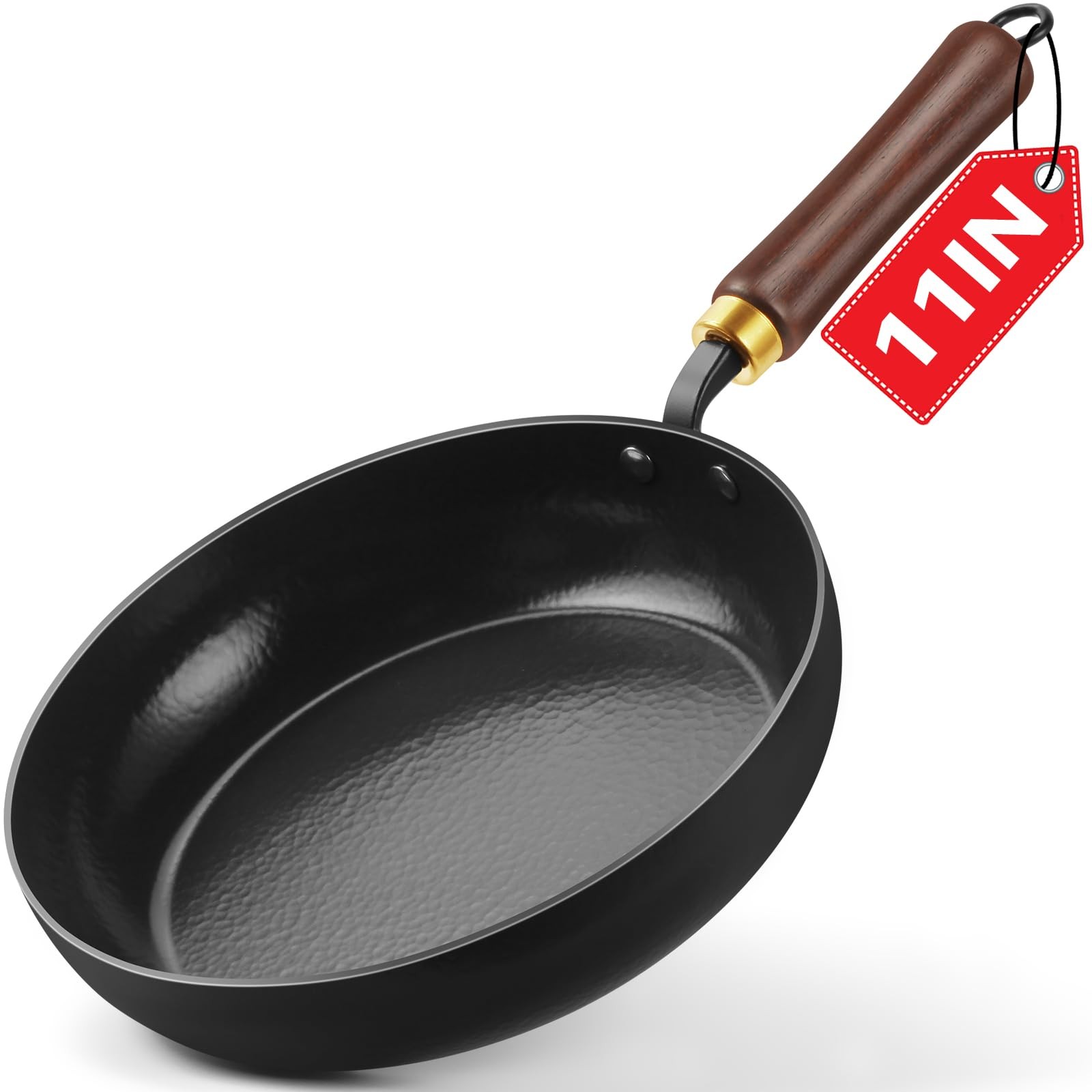 Carbon Steel Skillet, 11-Inch Nonstick Frying Pan, Season-Free Enameled Carbo…