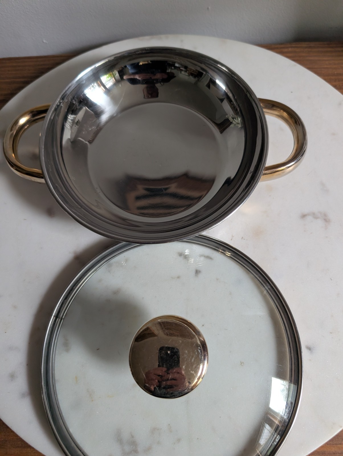 Cuisine Cookware 8″ 18/10 Stainless Steel 3-Ply Covered Pot Glass Lid