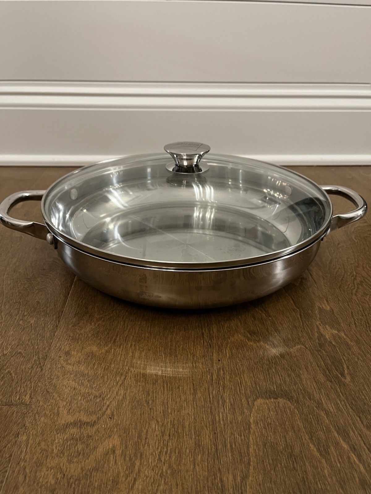 Wolfgang Puck: 12” Essentials Skillet/Pan 18-10 Stainless: Double Handle W/ Lid
