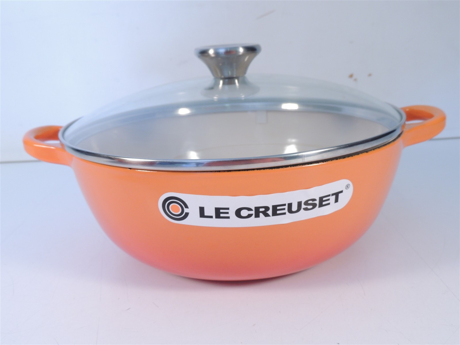 Le Creuset Braiser Enameled Cast Iron Flame Dutch Oven 24 Glass Lid 23179 France