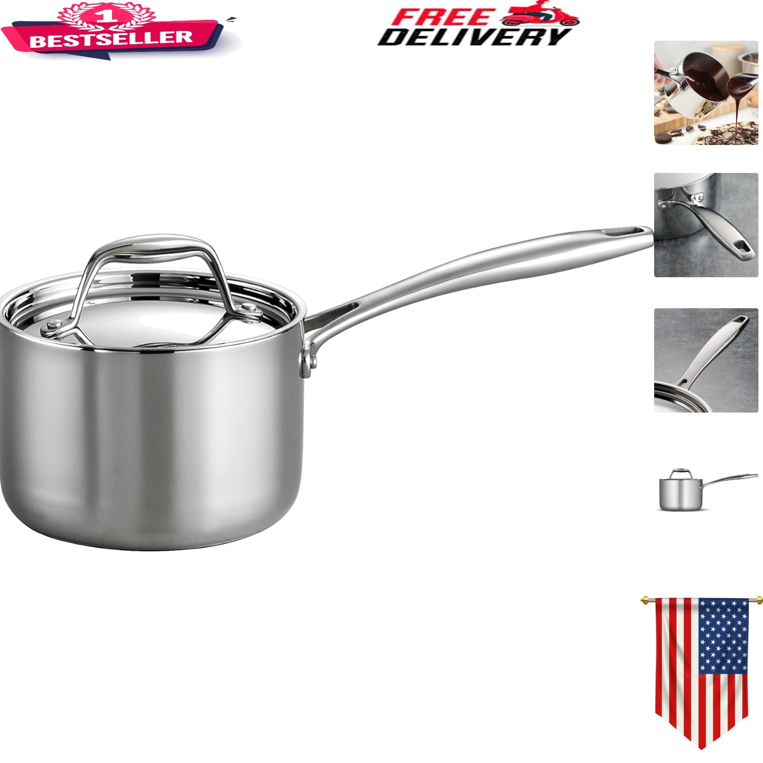 Signature 1.5-Quart Tri-Ply Stainless Steel Sauce Pan – Induction Ready