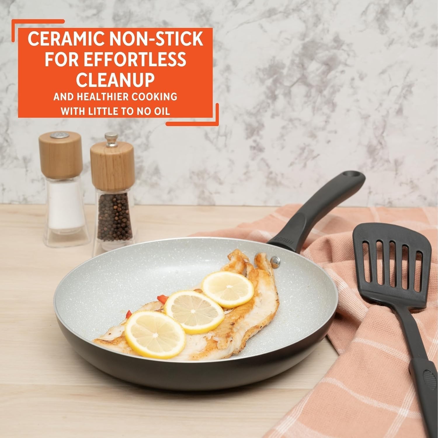 9.5-Inch Premier Ceramic Nonstick Fry Pan with Cool Touch Handle – Matte Black