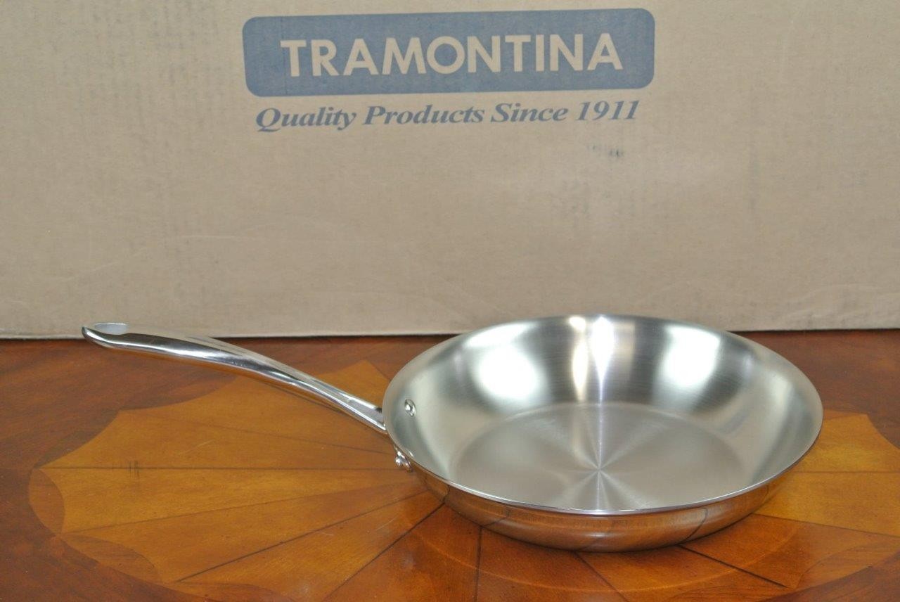 TRAMONTINA 10″ Fry Pan Tri-Clad 18/10 Stainless Steel BRAZIL 10 inch Frying 25CM
