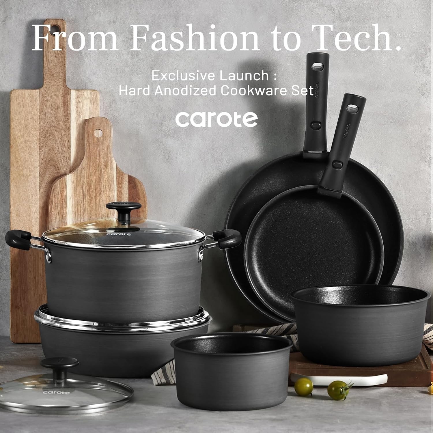 20-Piece Non-Stick Cookware Set – Hard Anodized Detachable Handle