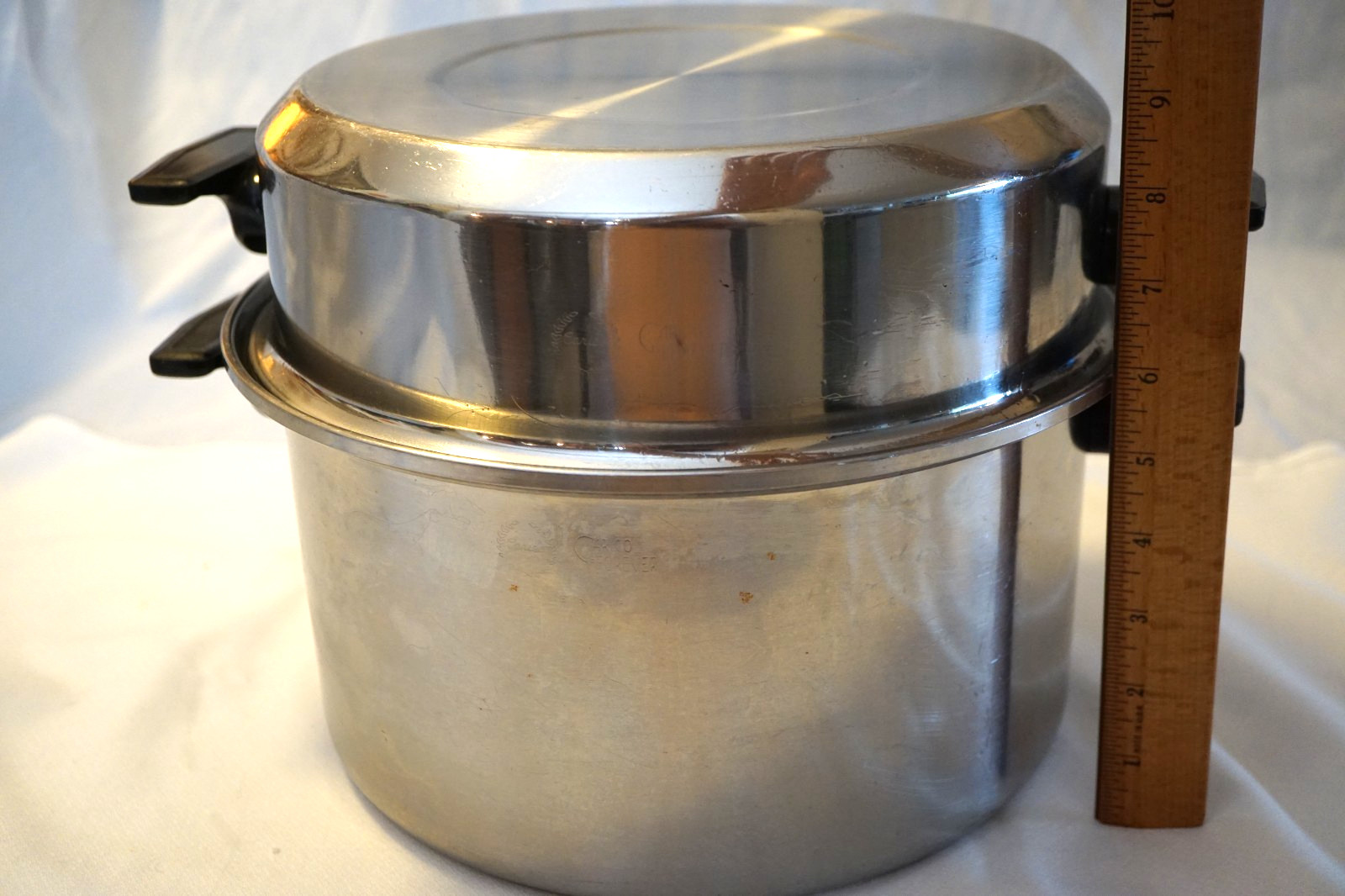 CARICO STOCKPOT 8 QUART W /2 LIDS REGULAR & DOME STAINLESS STEEL MADE IN USA