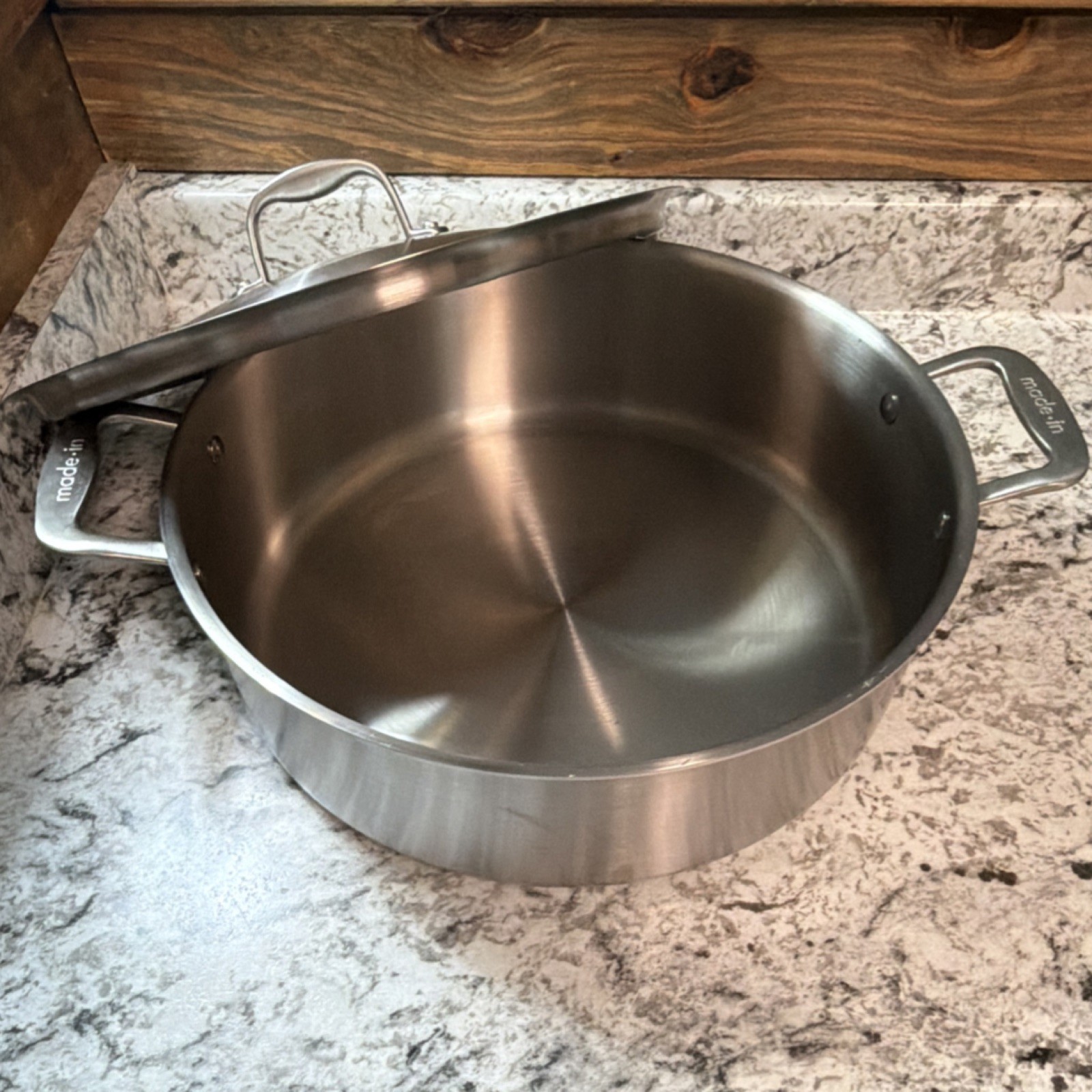 Made In | 10QT Stainless Clad Rondeau Saute Pan w Lid Double Handle | Gas Elect
