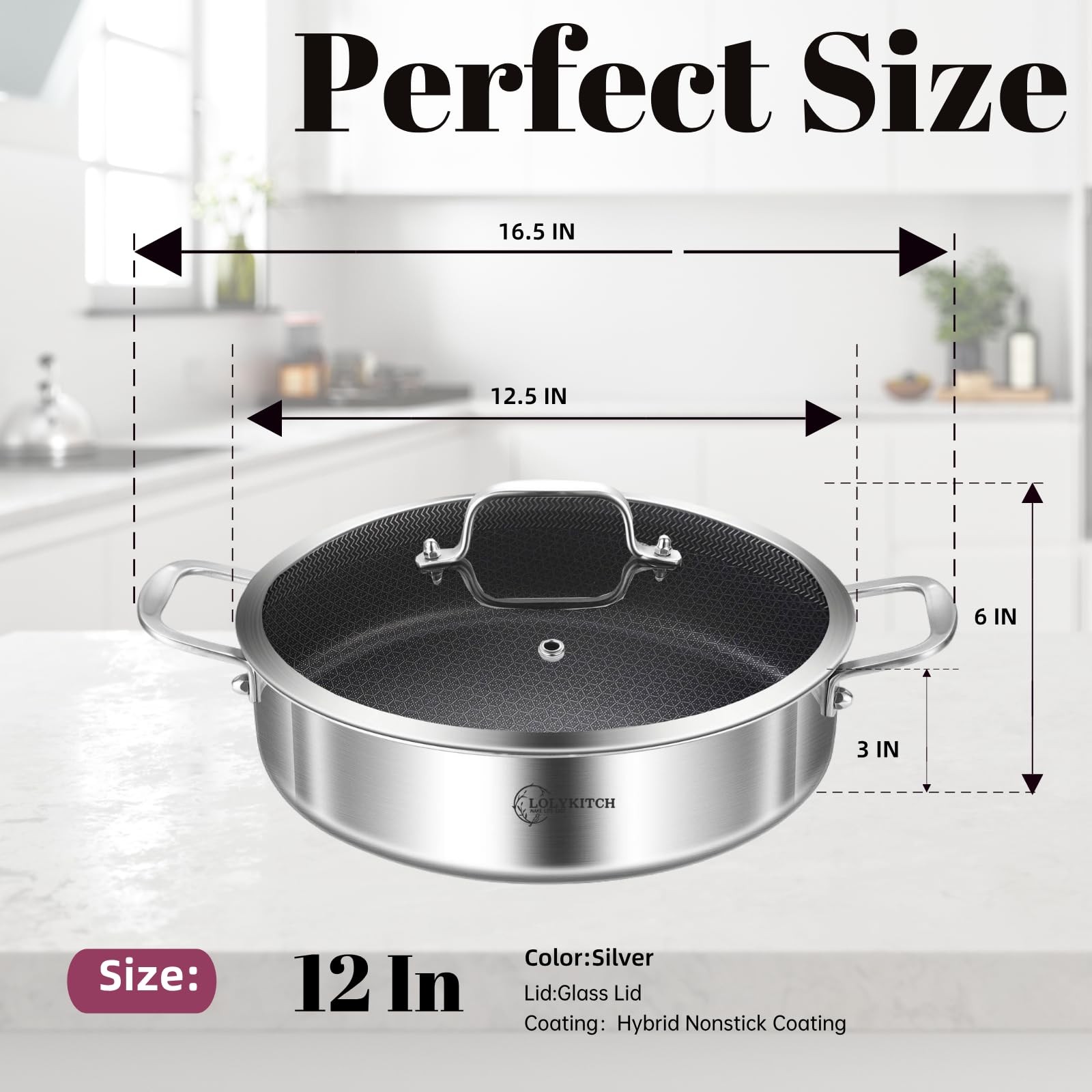 6 Qt Triply Stainless Steel Nonstick Saut Pan With Lid12 Inch Deep Frying Panlar