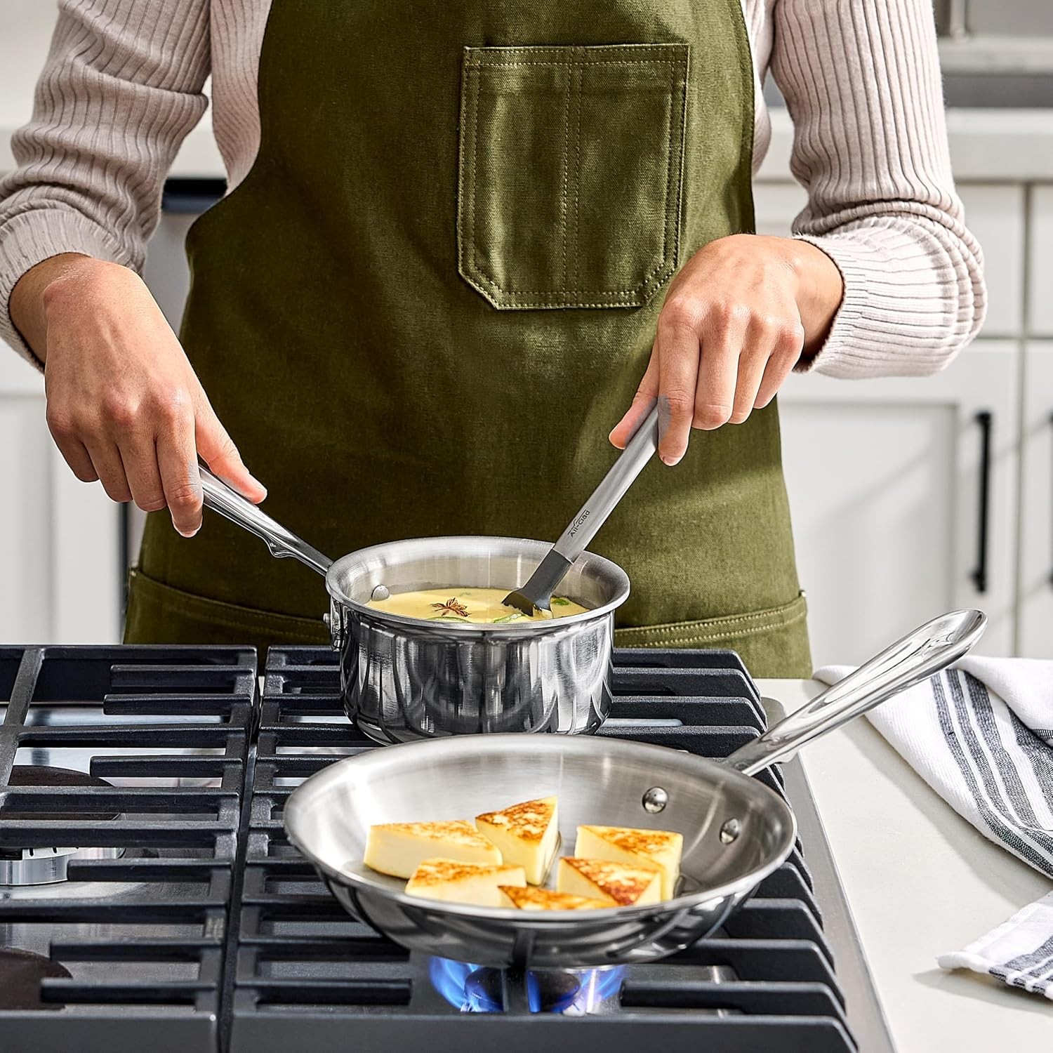 D3® Stainless Steel 2 Piece Cookware Set- Made in – Includes 8″ Frying Pan and 1