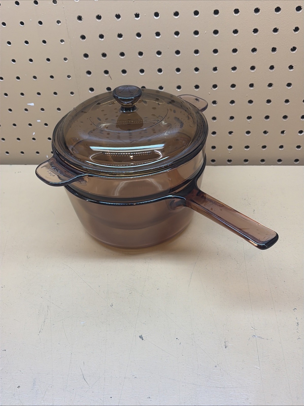 Corning Vision Ware Amber V-20-B Double Boiler w 1.5 L Pot & Lid V 1.5 C Pyrex