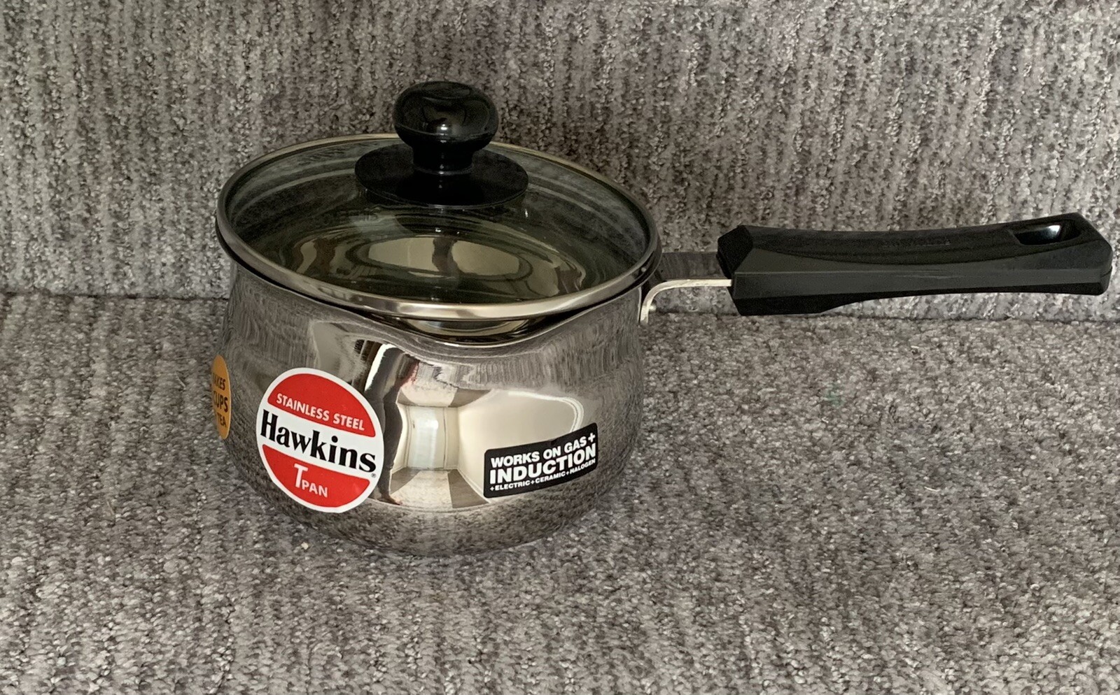 Hawkins Stainless Steel Tpan 1.5 Liter with Glass Lid, Tea Pan, Saucepan