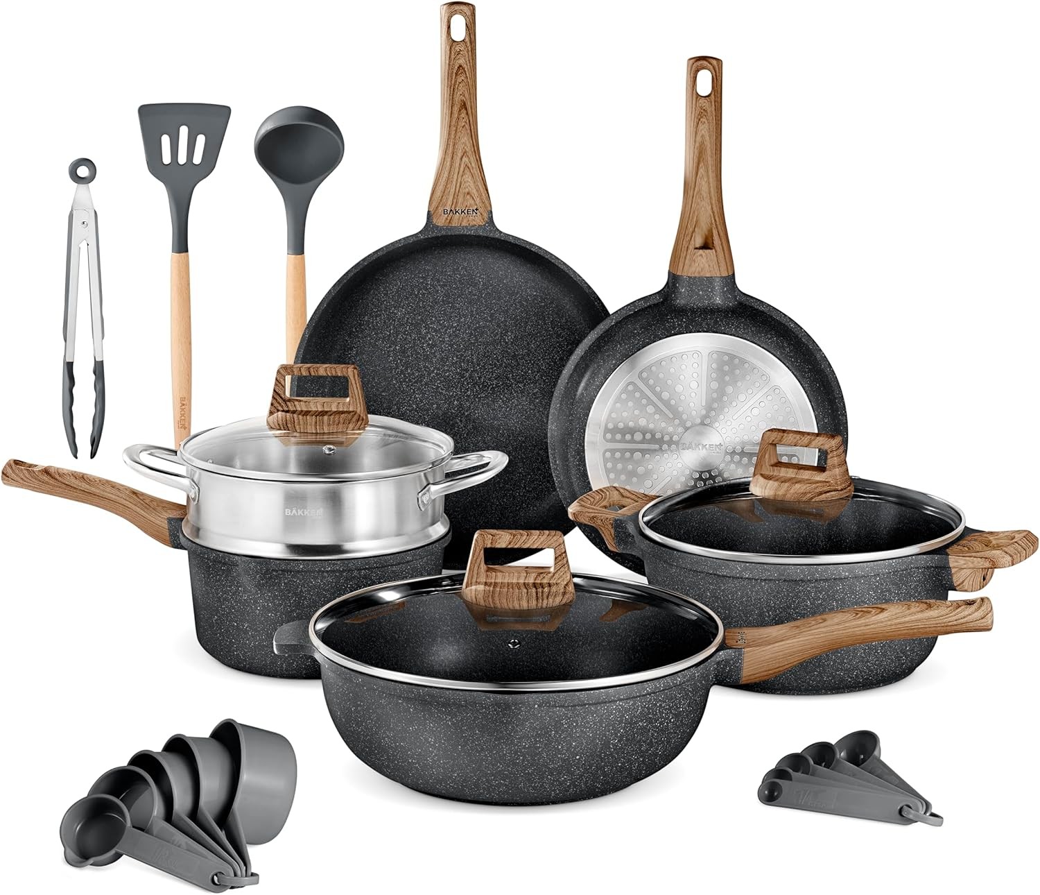 Bakken-Swiss 20-Piece Kitchen Cookware Set – Granite Non-Stick Eco-Friendly