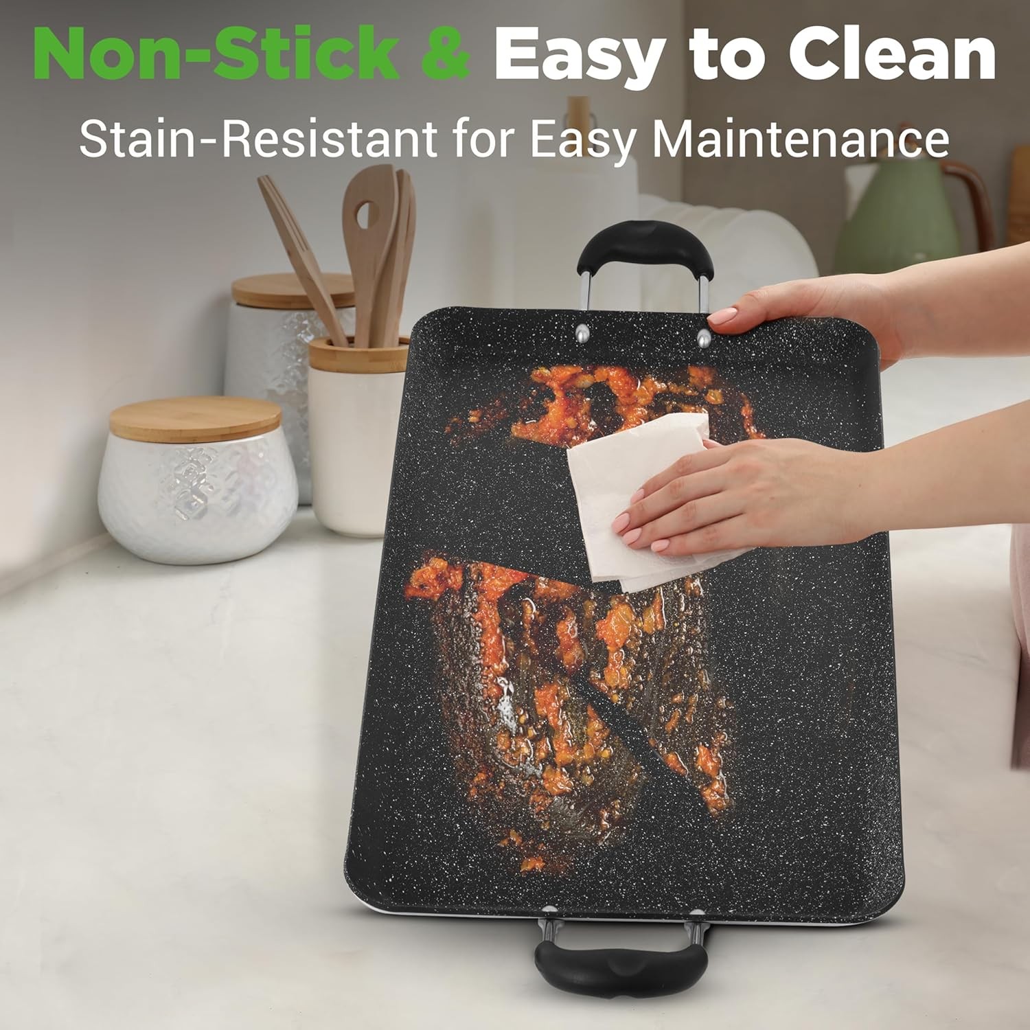 Double Burner Griddle Non-Stick Stove Top Griddle Gas Stove Dishwasher Safe