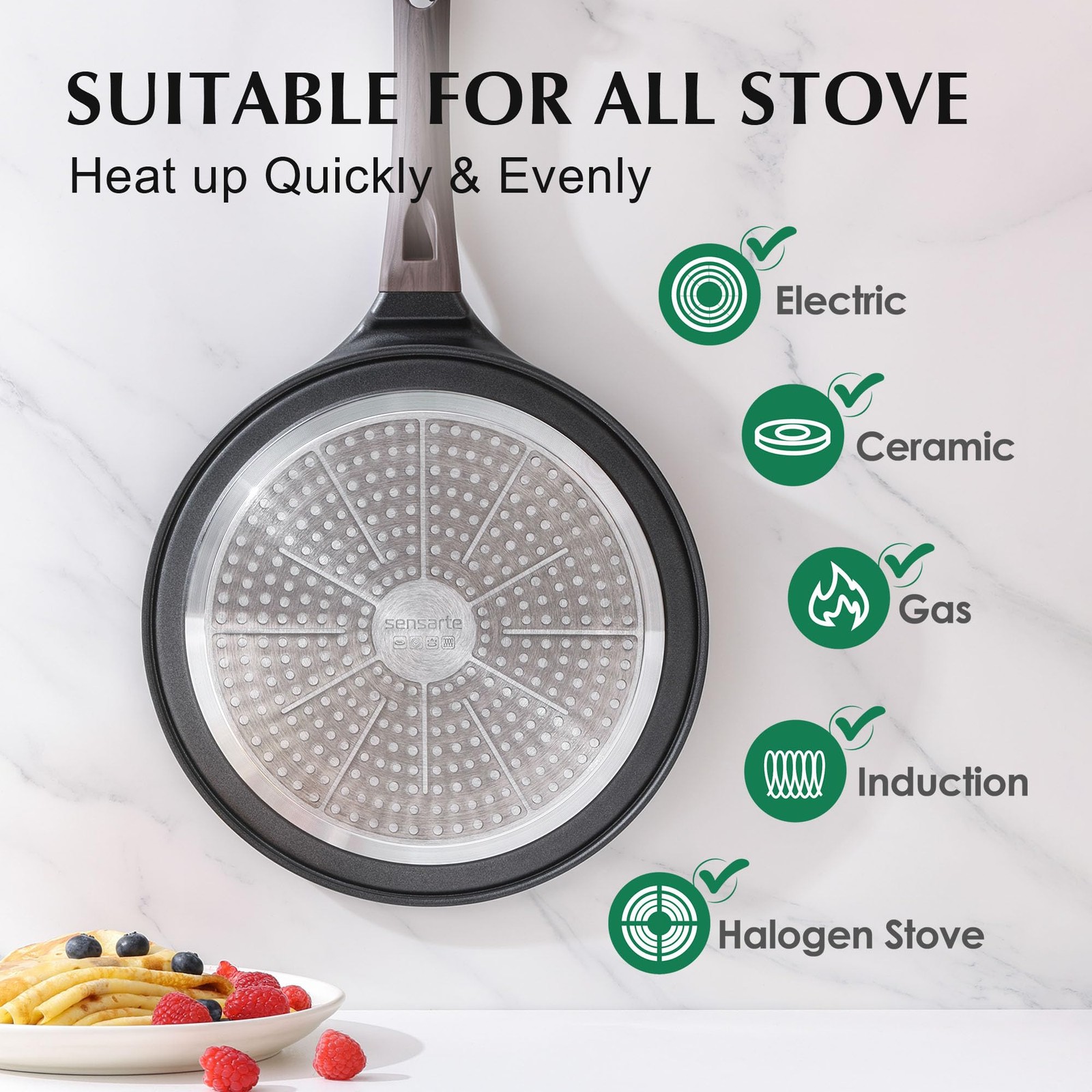 10 Inch Nonstick Crepe Pan Granite Coating Pancake Pan Black